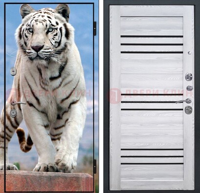Стальная дверь с фотопечатью тигра ДФ-12 в Фрязино