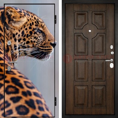 Металлическая дверь с фотопечатью леопарда ДФ-26 в Фрязино