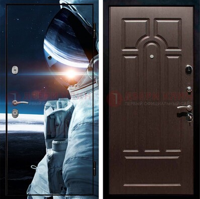 Стальная дверь с фотопечатью космонавта ДФ-4 в Фрязино