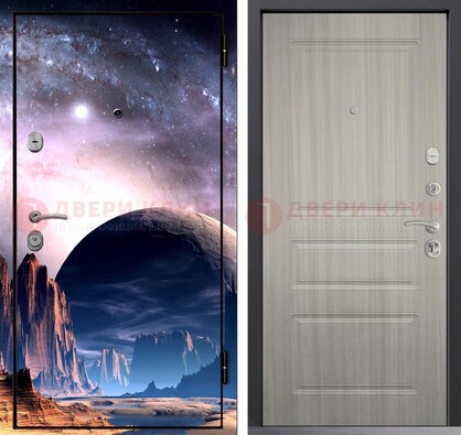 Железная дверь с фотопечатью космоса и планеты ДФ-50 в Фрязино