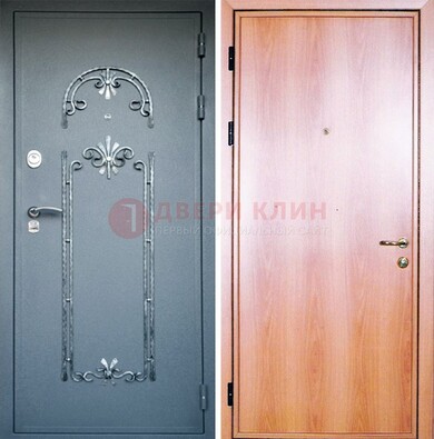 Железная дверь с ковкой ламинат внутри ДК-11 в квартиру в Фрязино
