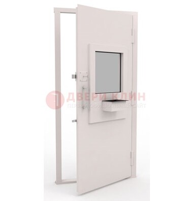 Белая металлическая дверь в кассу с нитроэмалью ДКС-4 в Фрязино