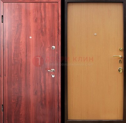 Красная железная дверь с ламинатом ДЛ-3 в Фрязино