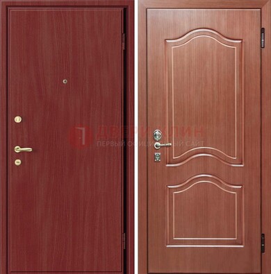 Красная металлическая дверь с ламинатом МДФ внутри ДЛ-8 в Фрязино