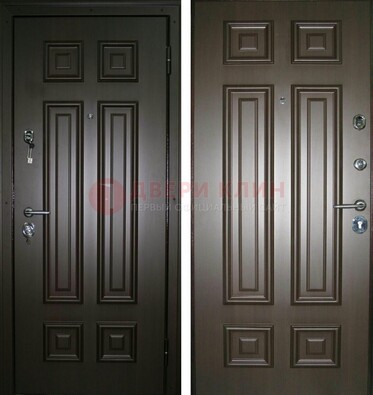 Темная металлическая дверь с МДФ ДМ-136 в квартиру в Фрязино