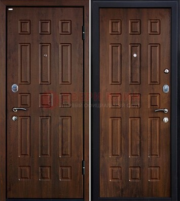 Коричневая металлическая дверь с МДФ ДМ-156 для квартиры в Фрязино