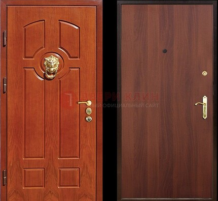 Оранжевая стальная дверь с МДФ ламинат внутри ДМ-18 в квартиру в Фрязино