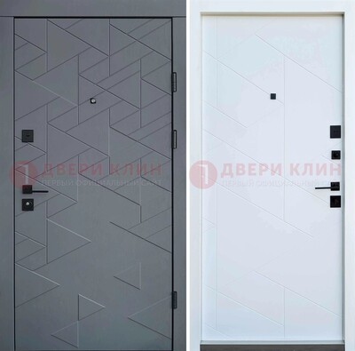 Серая металлическая дверь МДФ с узором  ДМ-224 в Фрязино