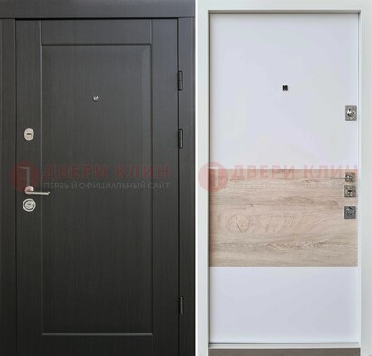 Черная металлическая дверь с белой МДФ внутри ДМ-230 в Фрязино