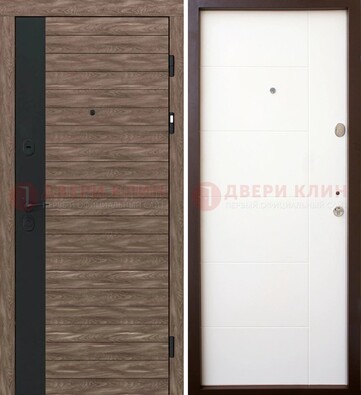 Коричневая входная дверь с черной вставкой МДФ ДМ-239 в Фрязино