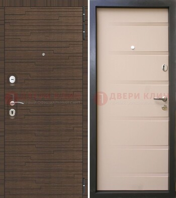 Коричневая  железная дверь c фрезерованной МДФ ДМ-248 в Фрязино