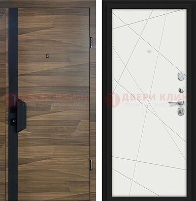 Стальная коричневая дверь МДФ c черной вставкой ДМ-267 в Фрязино