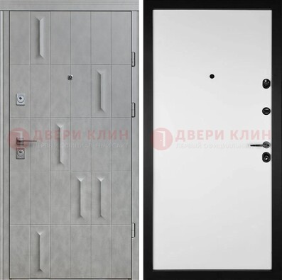 Серая стальная дверь с рисунком МДФ и внутри Белый ясень ДМ-280 в Фрязино