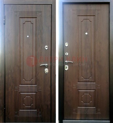Коричневая металлическая дверь с МДФ ДМ-32 на дачу в Фрязино