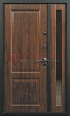 Темная железная дверь с панелью МДФ с зеркалом ДМ-338 в Фрязино