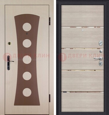 Светлая металлическая дверь с МДФ в квартиру ДМ-365 в Фрязино