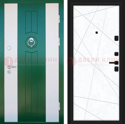 Зеленая железная дверь с панелями МДФ ДМ-369 в Фрязино