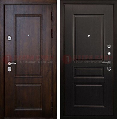 Классическая железная дверь с темными МДФ панелями ДМ-390 в Фрязино