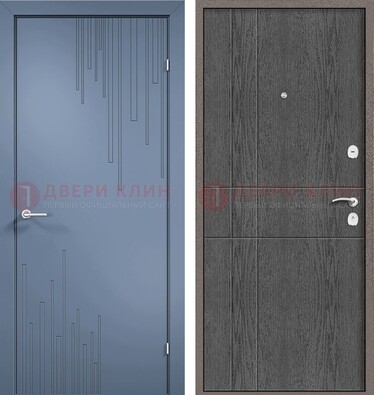 Синяя металлическая дверь МДФ в квартиру ДМ-434 в Фрязино