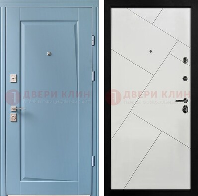 Синяя железная дверь с МДФ панелями ДМ-491 в Фрязино