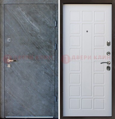 Железная дверь с МДФ серая и белая ДМ-505 в Фрязино