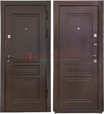 Антивандальная коричневая железная дверь с МДФ ДМ-61 в Фрязино