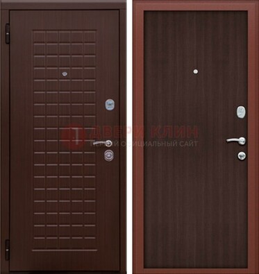 Коричневая металлическая дверь с МДФ ДМ-78 в квартиру в Фрязино