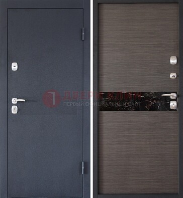 Черная железная дверь с порошковым напылением МДФ внутри ДП-114 в Фрязино