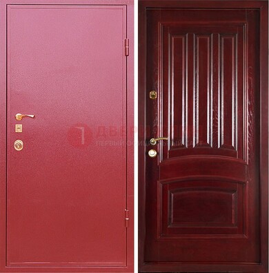 Красная металлическая дверь с порошковым напылением ДП-165 в Фрязино
