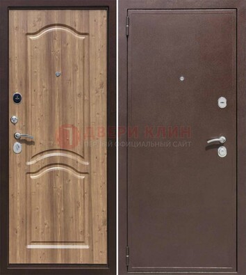 Коричневая железная дверь с порошковым окрасом ДП-191 в Фрязино