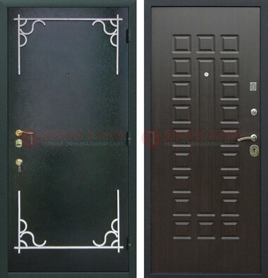 Темная входная дверь с порошковым покрытием и МДФ венге ДП-223 в Фрязино