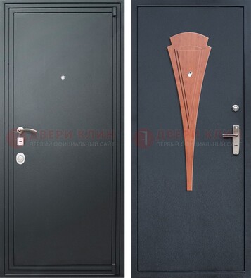 Черная железная дверь с порошковым покрытием и накладкой МДФ внутри ДП-245 в Фрязино