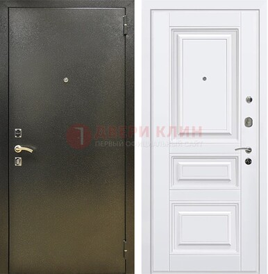 Железная темно-серая дверь с порошковым напылением и белой МДФ ДП-274 в Фрязино