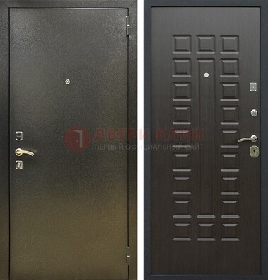 Темно-серая железная дверь с порошковым покрытием и МДФ Венге ДП-287 в Фрязино