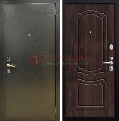 Темно-серая железная дверь с порошковым покрытием и коричневой МДФ ДП-288 в Фрязино