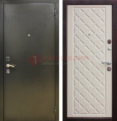 Темно-серая железная дверь с порошковым покрытием и филенчатой МДФ ДП-289 в Фрязино