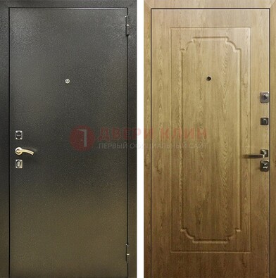 Темно-серая входная дверь с порошковым покрытием и МДФ Золотой дуб ДП-291 в Фрязино