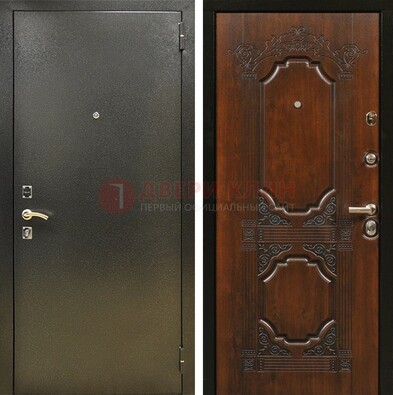 Входная дверь Темное серебро с порошковым покрытием и МДФ с узором ДП-293 в Фрязино