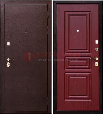 Бордовая входная дверь с порошковым окрасом ДП-36 в Фрязино