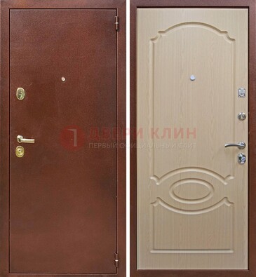 Коричневая металлическая дверь с порошковым окрасом ДП-76 в Фрязино