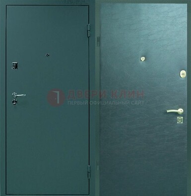 Зеленая стальная дверь с порошковым покрытием ДП-93 в Фрязино