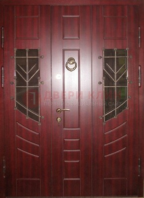 Парадная дверь со вставками из стекла и ковки ДПР-34 в загородный дом в Фрязино