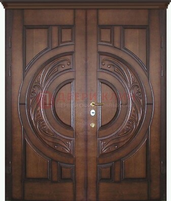 Утепленная коричневая стальная парадная дверь ДПР-51 в Фрязино