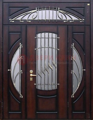 Парадная дверь со стеклянными вставками и ковкой ДПР-9 для улицы в Фрязино
