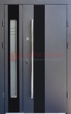 Серая стальная дверь со стеклом ДС-11 в Фрязино