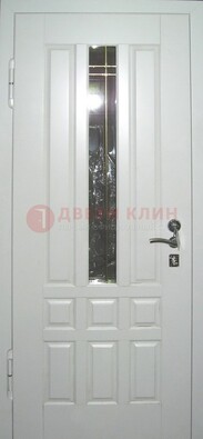 Белая металлическая дверь со стеклом ДС-1 в загородный дом в Фрязино