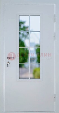 Белая железная дверь порошок со стеклом ДС-31 в Фрязино