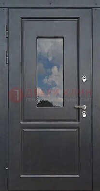 Чёрная металлическая дверь со стеклом ДС-77 в Фрязино