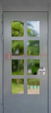 Серая металлическая дверь со стеклом ДС-78 в Фрязино
