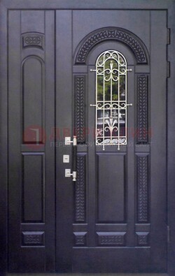 Входная дверь Винорит со стеклом и ковкой с узором ДСК-270 в Фрязино